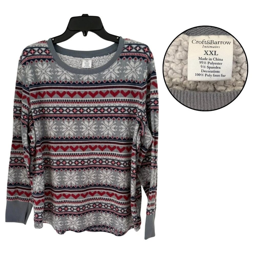 Croft & Barrow Women’s XXL Gray Long Sleeve Knit Sweater Pullover Soft Top